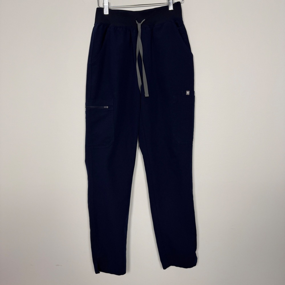 FIGS Navy Blue Scrub Pants Cargo Yoga Waistband Women XS